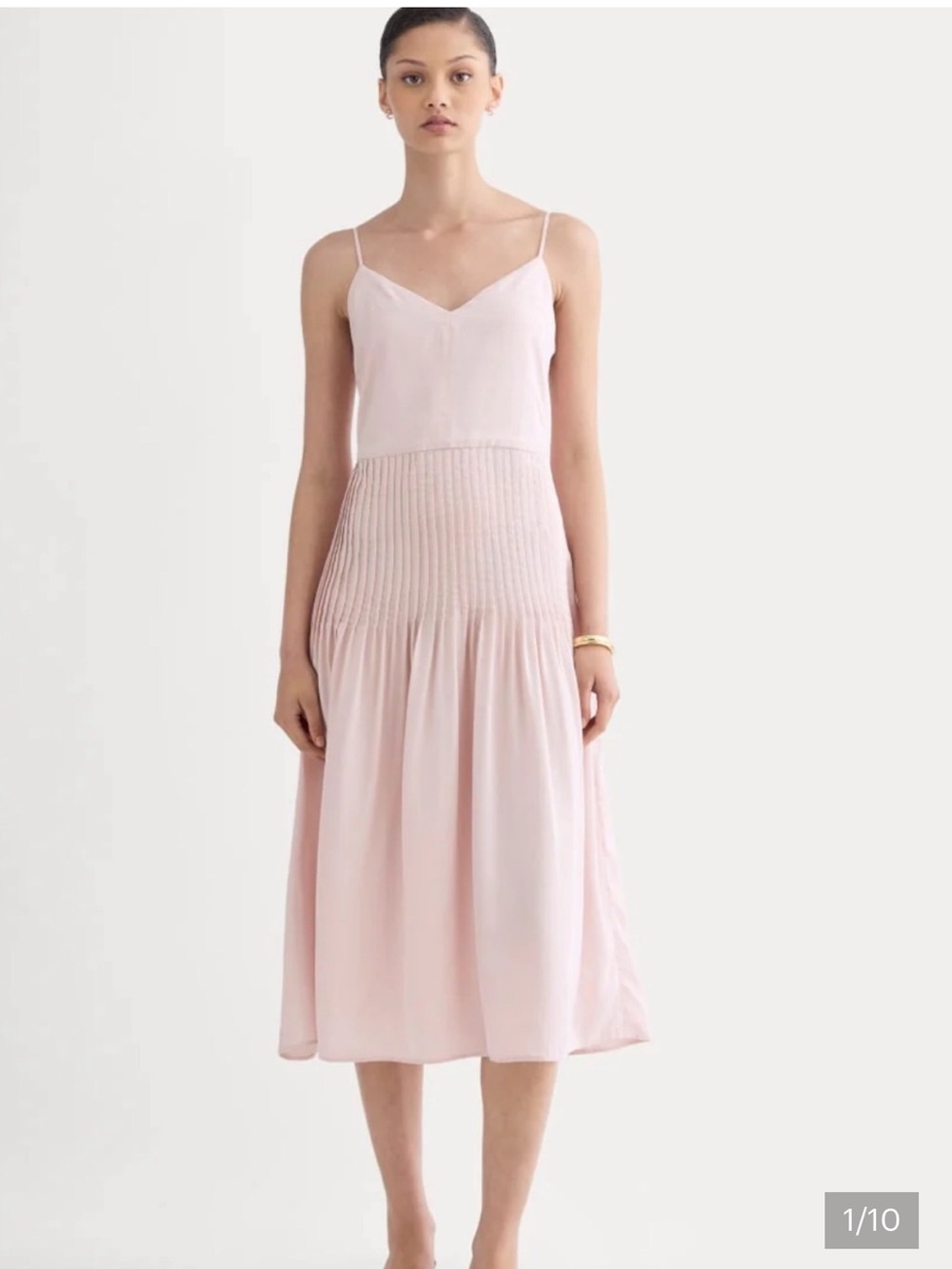 Everlane THE PLEATED SLIP DRESS IN BUTTERLITE NWT size 14